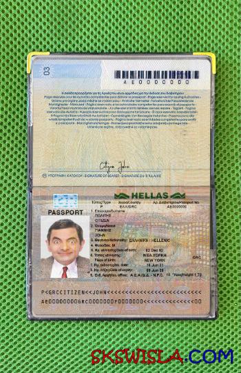 Grecja paszport wersja 2 wygląd zdjęcia pliki PSD, skan i fotografowany obraz